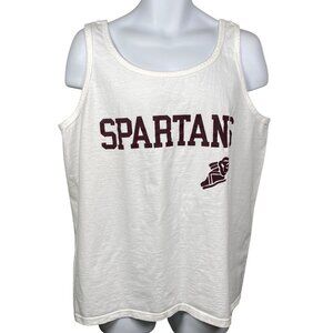 Vintage Spartans Track Team Tank Top Mens XL White 100% Cotton Made in USA